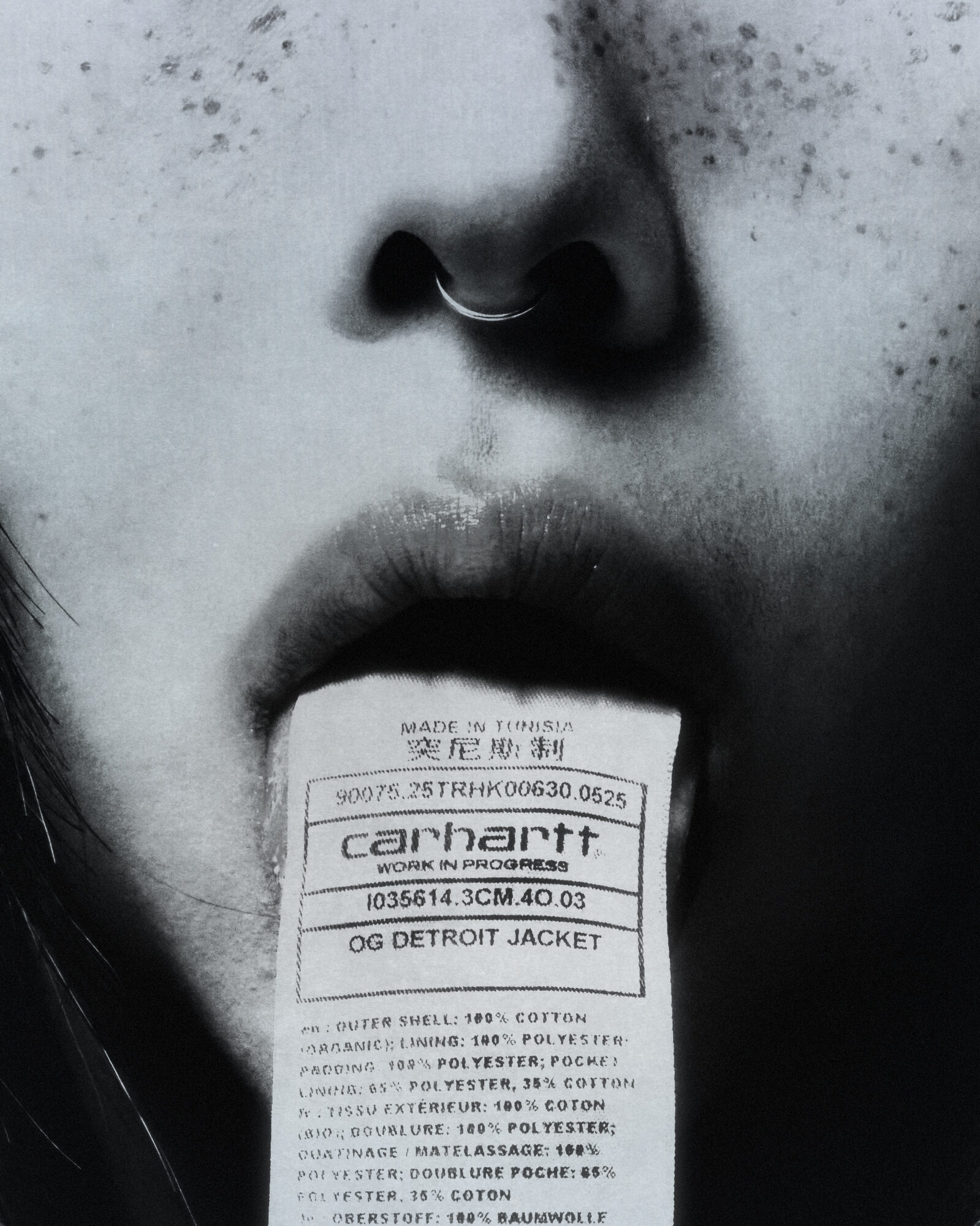 A black-and-white image combining a Carhartt WIP product and a bodily symbol. Image 3.